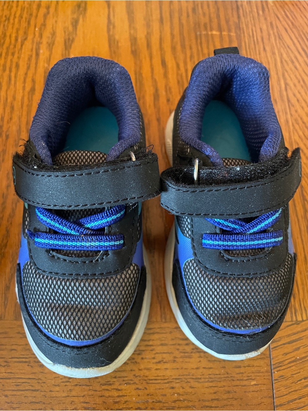 Kids Blue Athletic Sneakers with Hook-and-Loop Strap